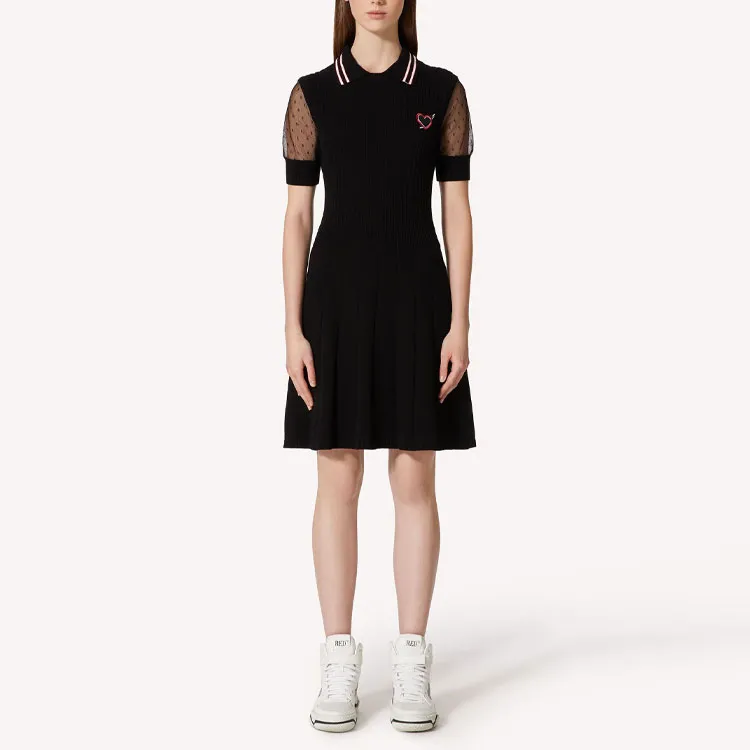 RED VALENTINO Short Sleeved Dresses Women's Black-2