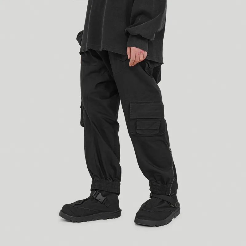 UNDERWATER Baggy Pants Moderate Casual Pants Unisex Washed Black-4