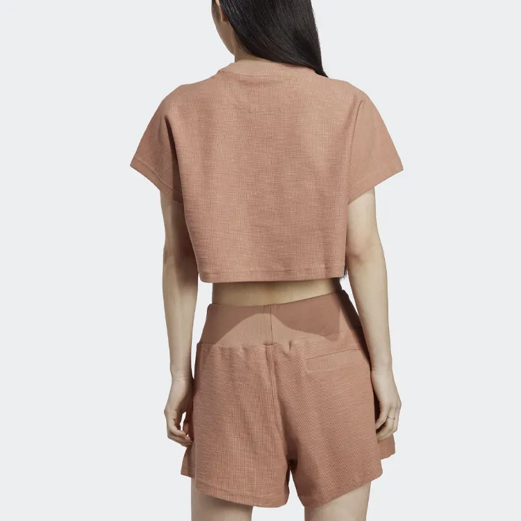 Adidas Lounge Crop Tops Women's Orange-2
