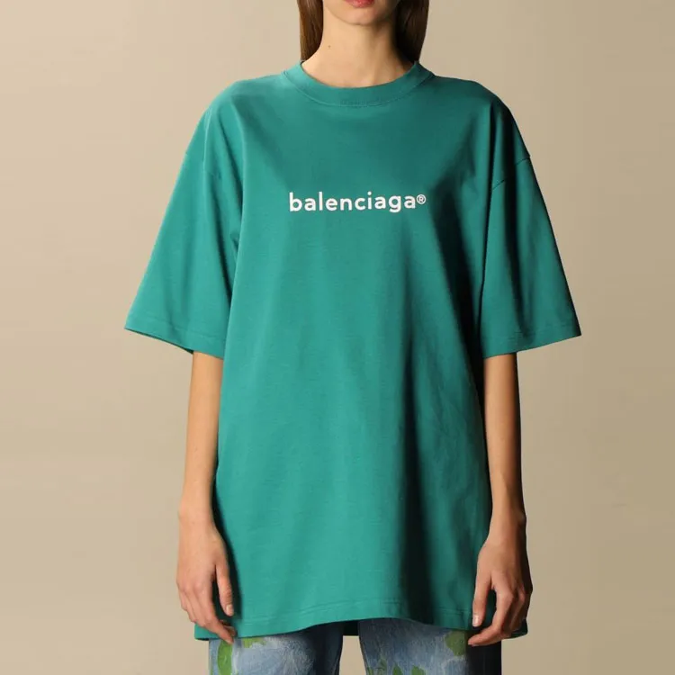 Balenciaga Logo T Shirt 'Dark Turquoise/White'-2