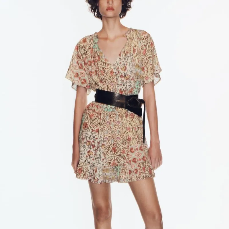 ZARA Short-Sleeved Dresses Women's Multicolor-2