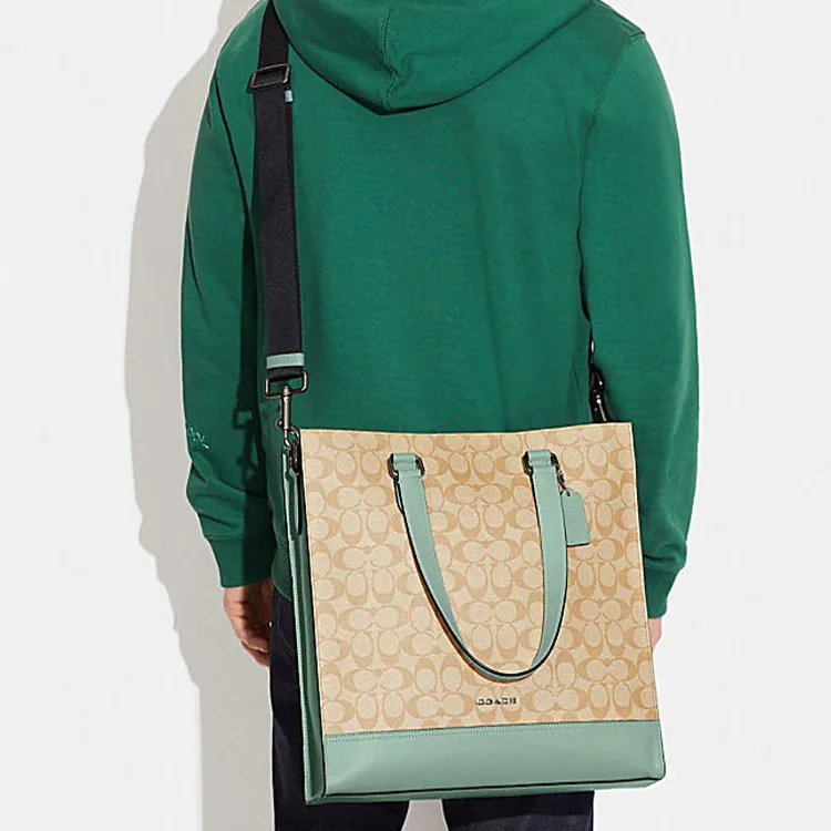 COACH Graham Cow Leather Tote Bag, Shopping Bag, Handbag, Shoulder Bag, Crossbody Bag Tubas Unisex Khaki & Green-4