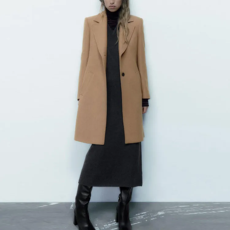 ZARA Coats Women's Tan-2
