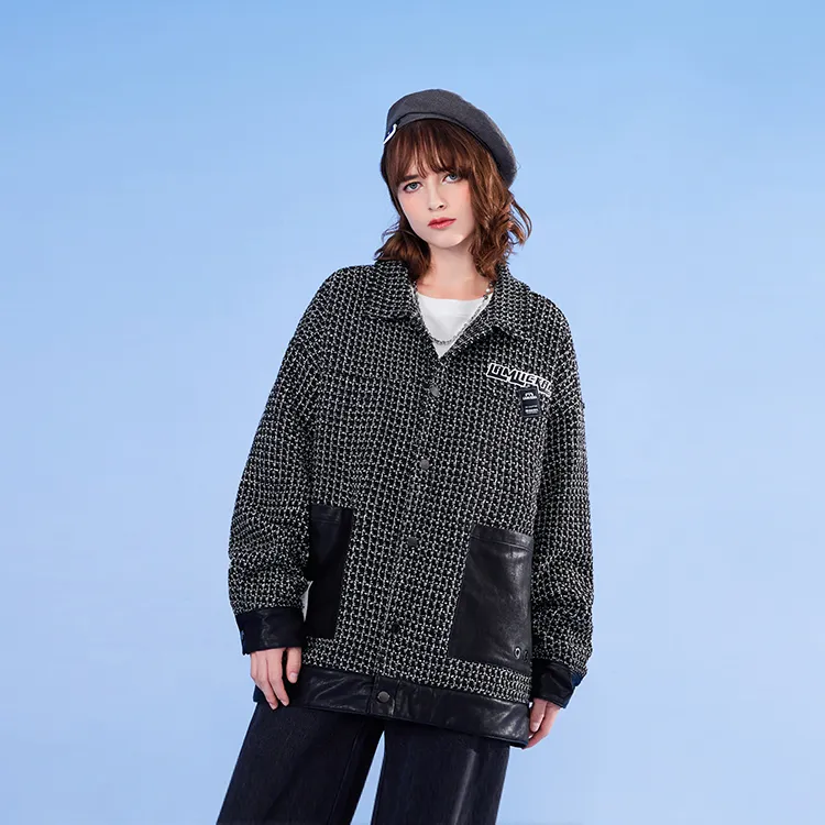 LAMLICKA Solid Color Lapel Loose Fit Long Puffer Jacket Unisex Black-4