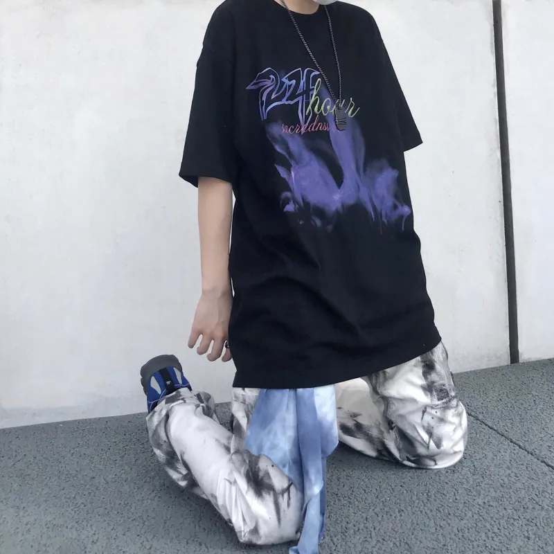 Sacrednss R Drop Shoulder Sleeve T Shirt Unisex Black-2