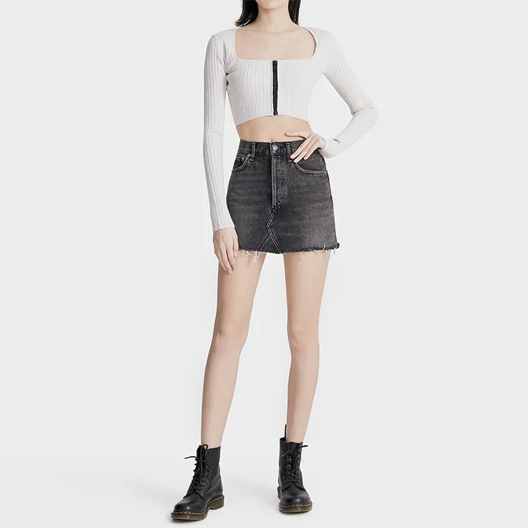 AGOLDE Denim Short Skirts Women's Black-2