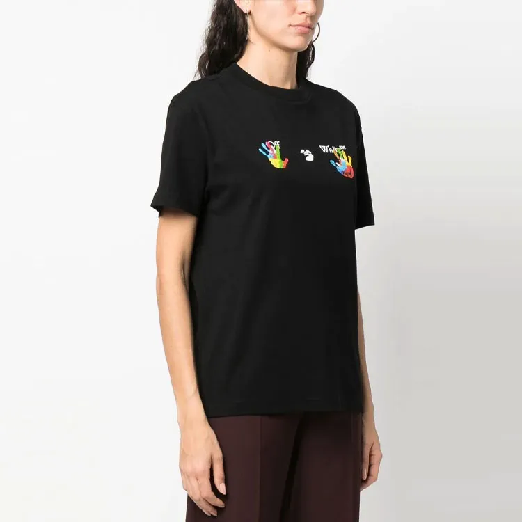 OFF WHITE Women's Kids Swimming Logo Casual S/S T shirt Black/Multi-3