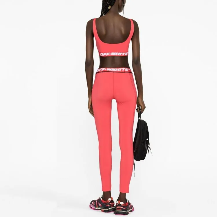 OFF WHITE Logo Tape Performance Leggings Light Red-1