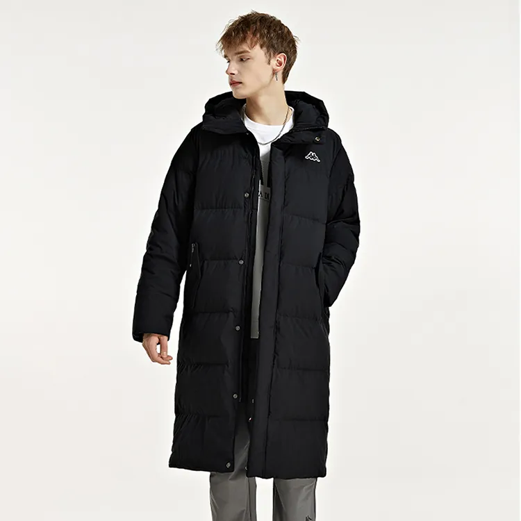 Kappa Solid Color Hooded Long Down Jacket Men's-7