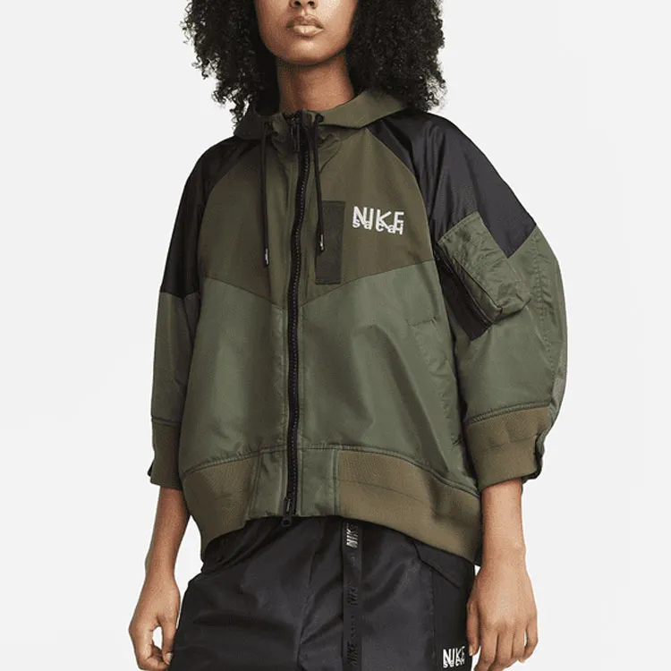 Nike X Sacai Women'ss Full Zip Hooded Jacket Khaki-1
