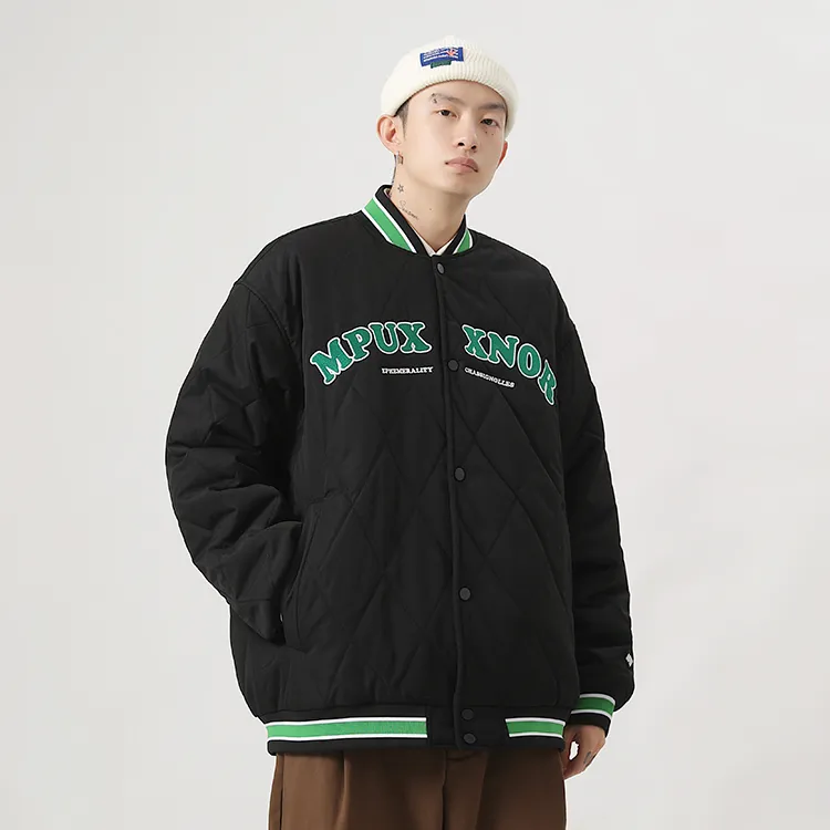 MPUX Baseball Collar Loose Fit Puffer Jacket Unisex-3