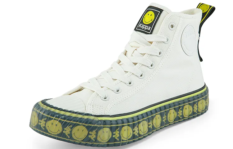 Kappa SMILEY Collaboration Abrasion Resistant High Top Canvas Shoes Unisex-0