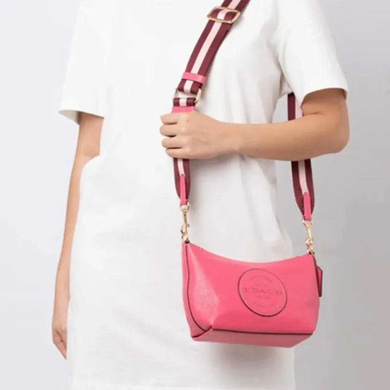 COACH Dempsey Litchi Grain Leather Shoulder Bag, Handbag, Shoulder Bag, Crossbody Bag Women's Watermelon Red-3