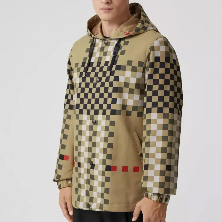 Burberry Pixel Check Hooded Drawstring Jacket-6