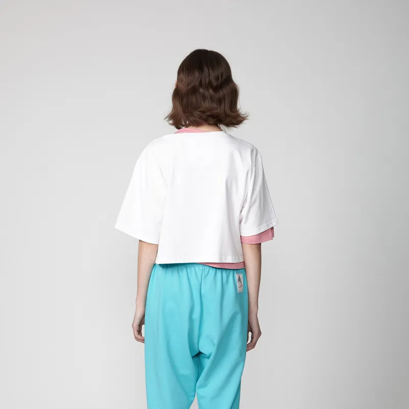 Nengmao Store Straight Elbow-Length Sleeved T-Shirt Women's Raw White-2