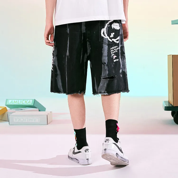 LAMLICKA Denim Shorts Unisex Black-3
