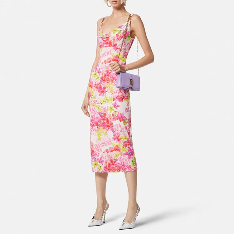 VERSACE SS23 Holiday Sleeveless Dresses Women's Pink-3