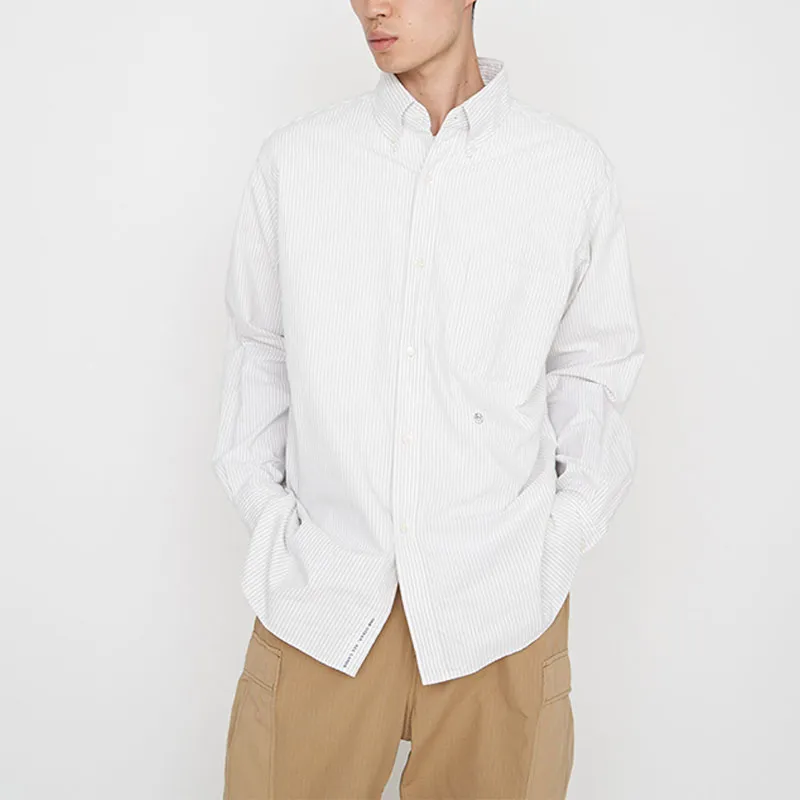 Nanamica SS23 Button Down Stripe Wind Shirt Logo Shirt Men's-3