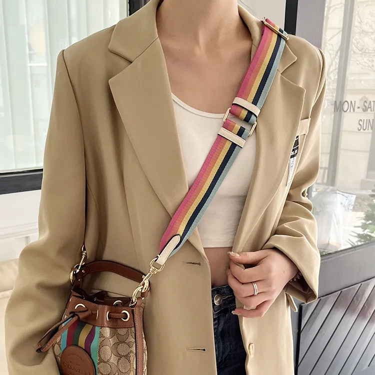 Luxury Care Artisan Workshop Canvas Bucket Bag Straps Women's Multicolor-7