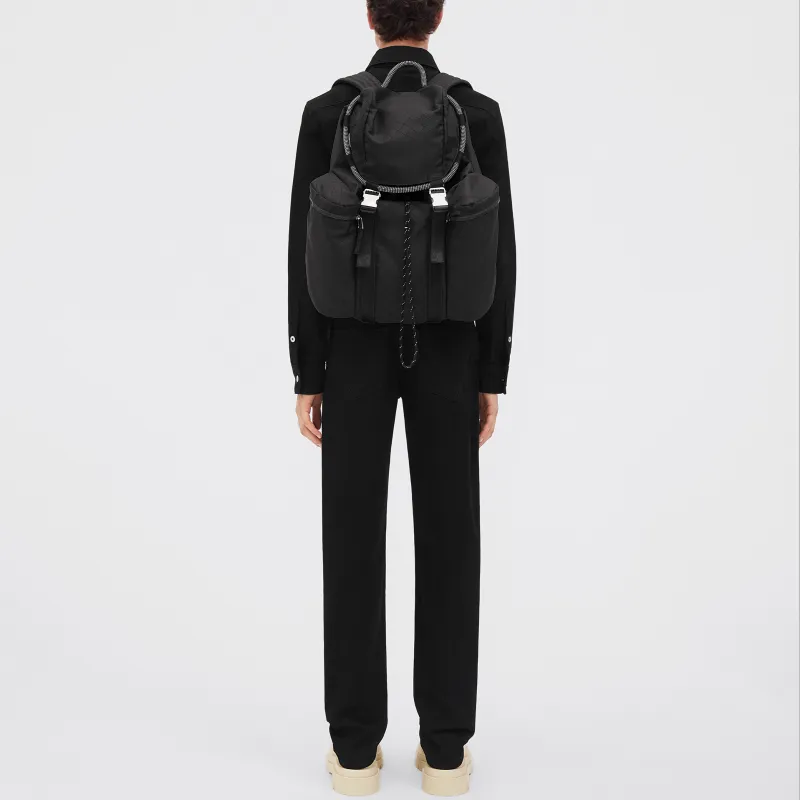 Bottega Veneta Leather Hand held Backpack Medium Size Men's Black-5