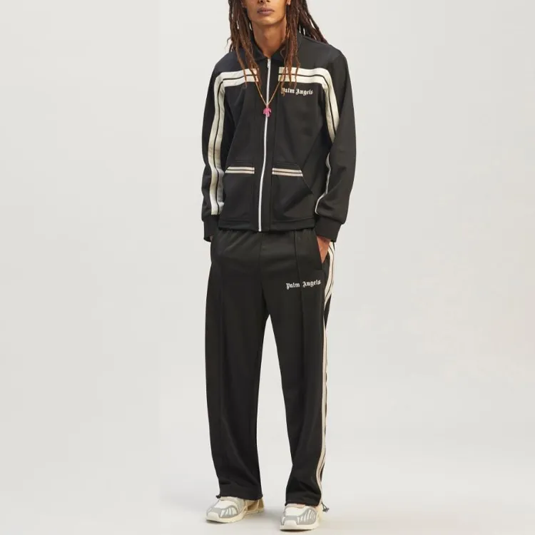 PALM ANGELS Logo print Panelled Zip up Jacket-1