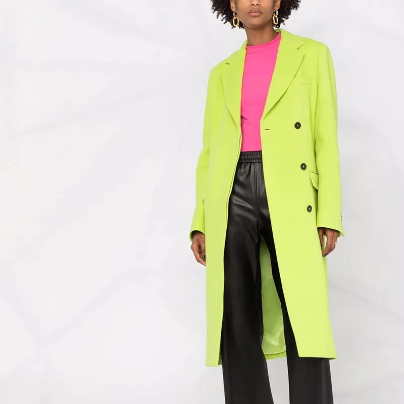 MSGM Coats Women's Green Yellow-2