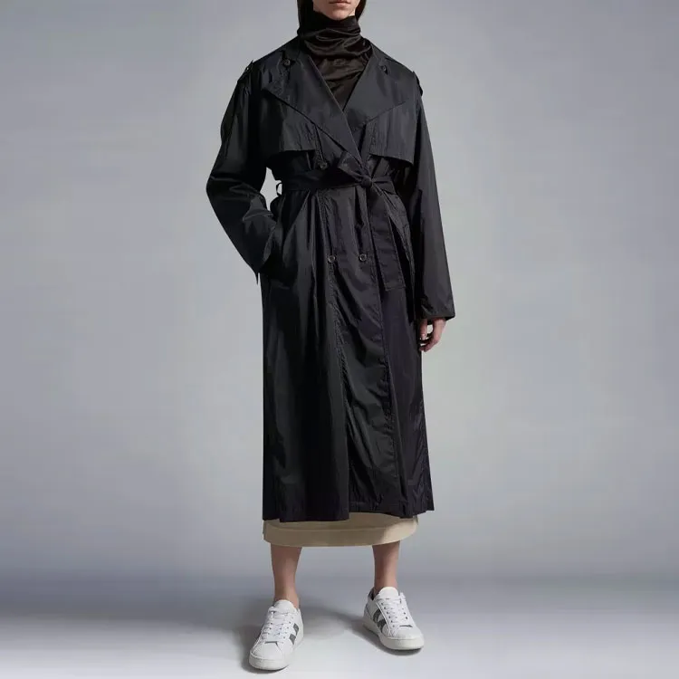 Moncler Trench Coats Women's Black-1
