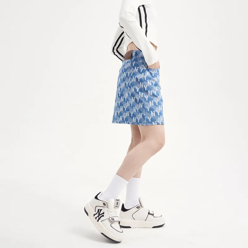 MLB New York Yankees Casual Short Skirts Women's Sky Blue-4