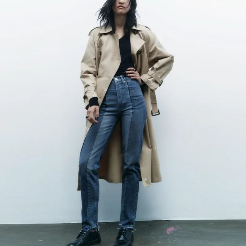 ZARA Trench Coats Women's Beige-4