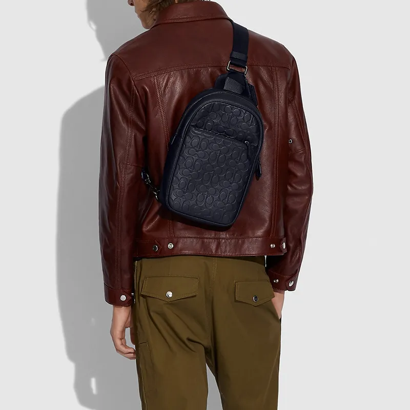 COACH Metropolitan Leather One Shoulder Crossbody Sling Bags Small Size Men's Midnight Navy-6