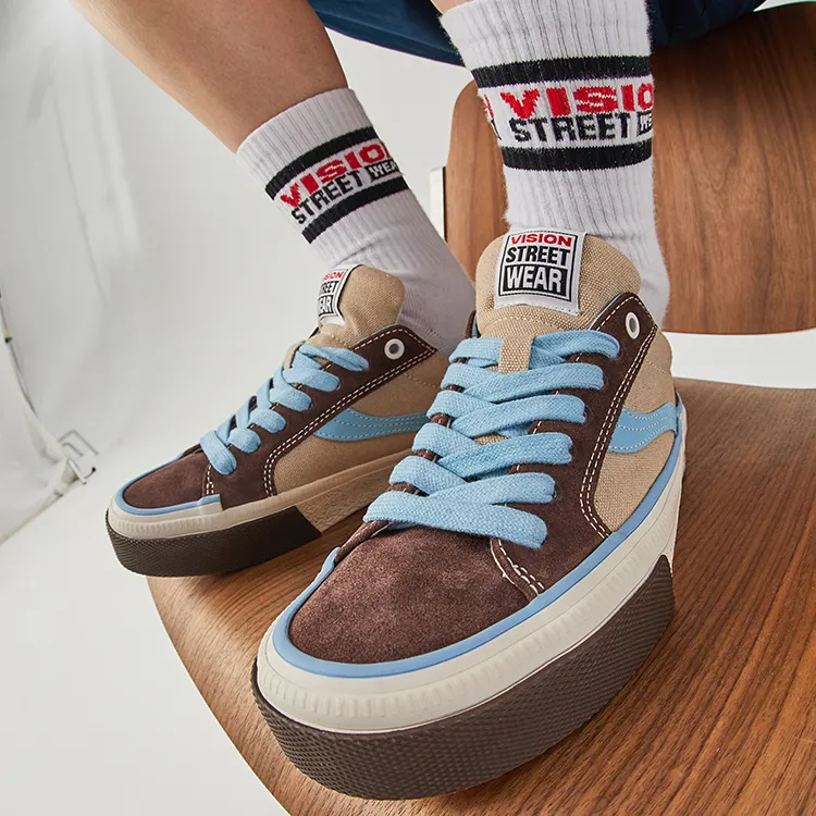 OddCIRKUS x Vision Street Wear Astley Pro Low Top Skateboard Shoes Unisex Chocolate Light Blue Multicolor-6