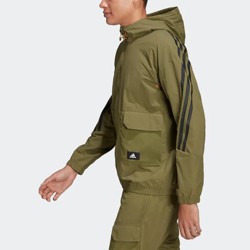 Adidas M Fi Wv Bst Fz Jacket Men's Army Green-4