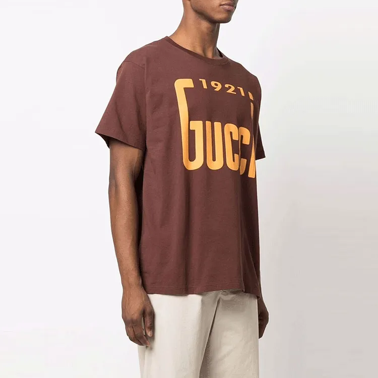 GUCCI T-Shirts Men Brown-3