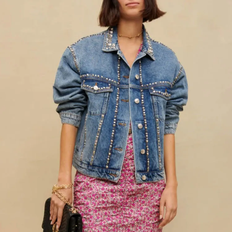 Maje Denim Jackets Women's Light Blue-1