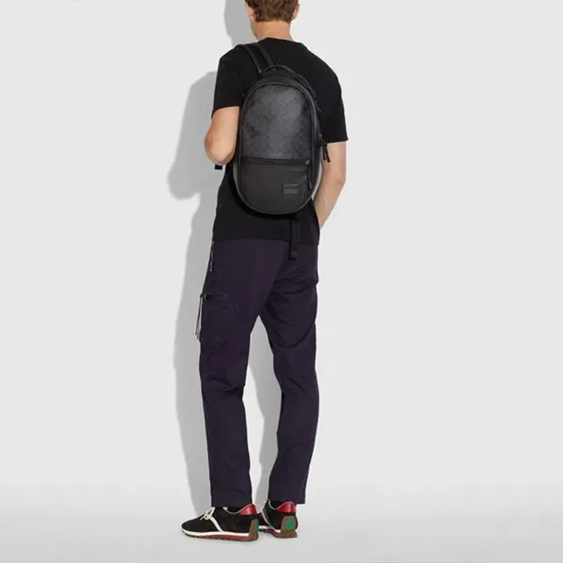 COACH Pacer Canvas With Leather Backpack Regular Men's Charcoal Black-6
