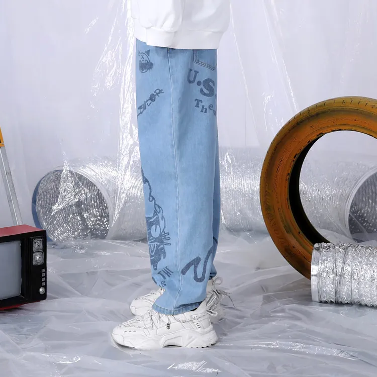 XXGOGO Straight Jeans Unisex Denim Blue-4