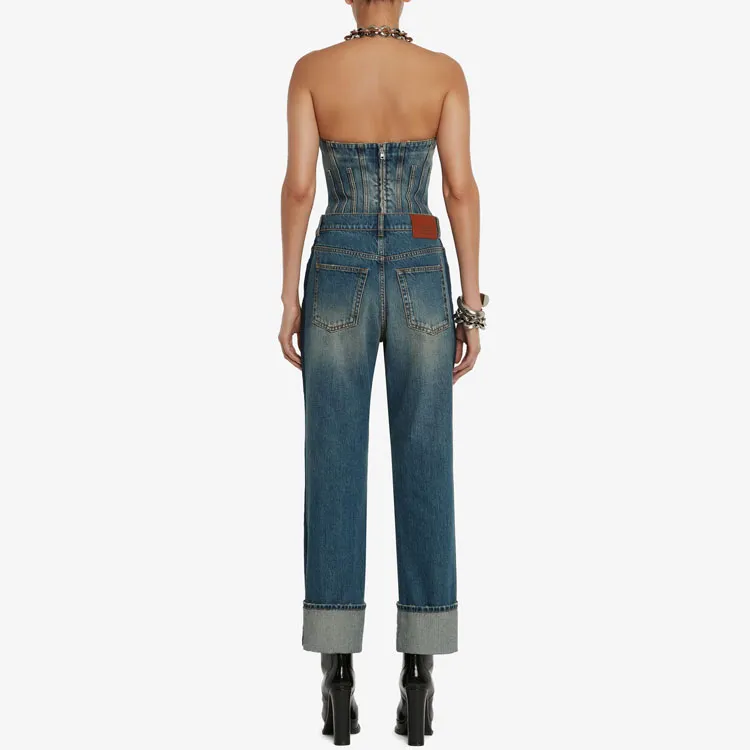 Alexander McQueen Bustier Denim Top-2