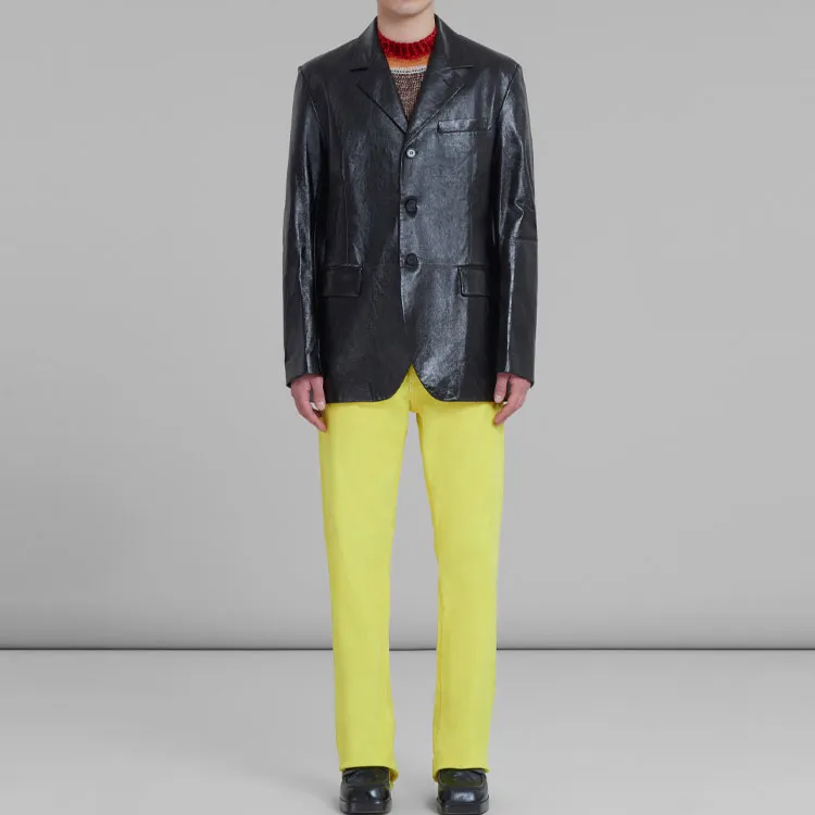 MARNI Single Breasted Long Sleeved Leather Jacket-1