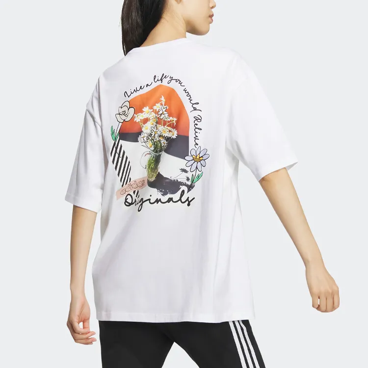 Adidas Originals Drop Shoulder Sleeve T Shirt Women's White-2