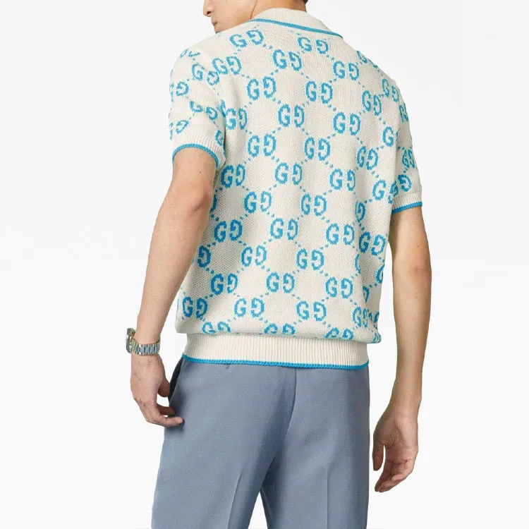 GUCCI SS23 Polo Shirt Men's Blue White-3
