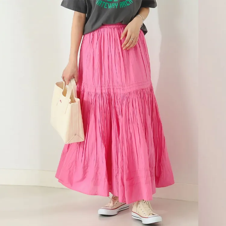Beams Casual Long Skirts Women's Pink-3