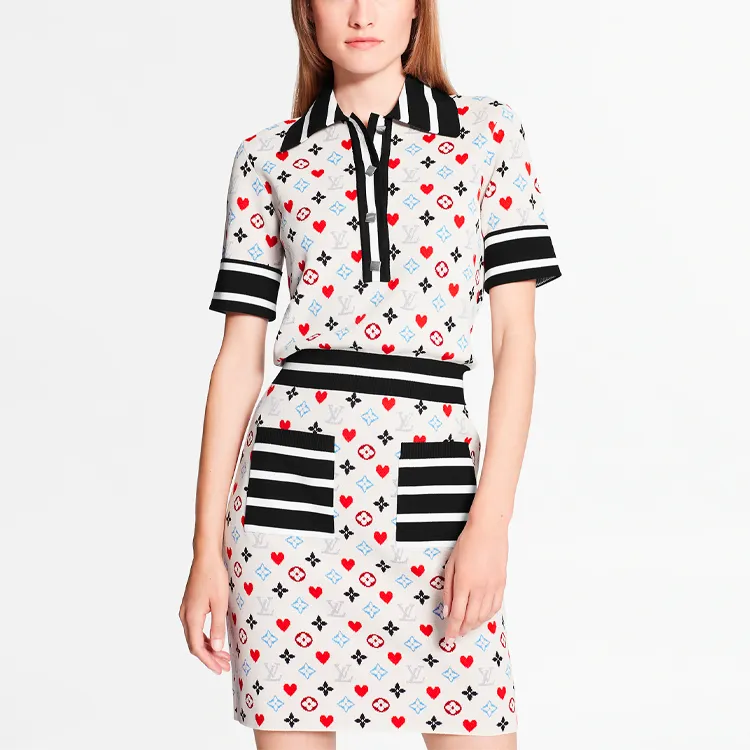 LOUIS VUITTON Short Sleeved Dress Women's White-3