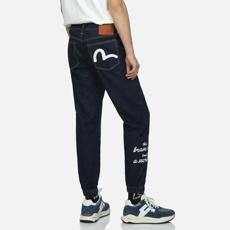 EVISU Knitted Sweatpants Men's Denim Blue-3