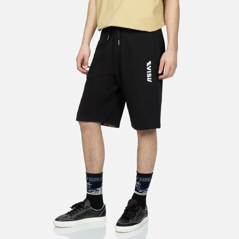 EVISU Taiko Daruma Print Shorts Men Black-2
