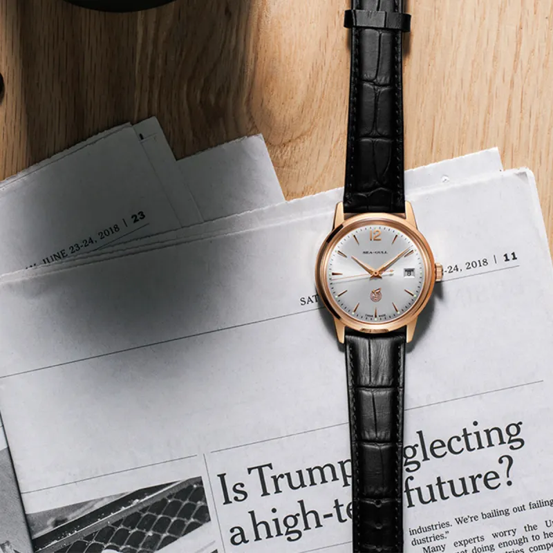 Sea Gull Tribute Automatic Mechanical Movement Genuine Leather Strap Watch Men's Watches White Dial D51SG-4