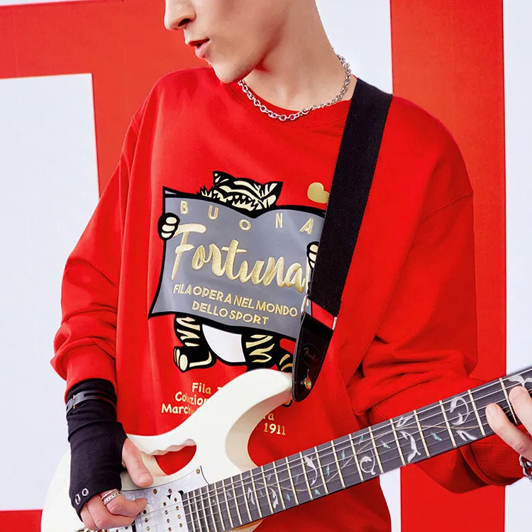 FILA Co branded Year Of The Tiger Collection Sweatshirts Unisex Legend Red-5