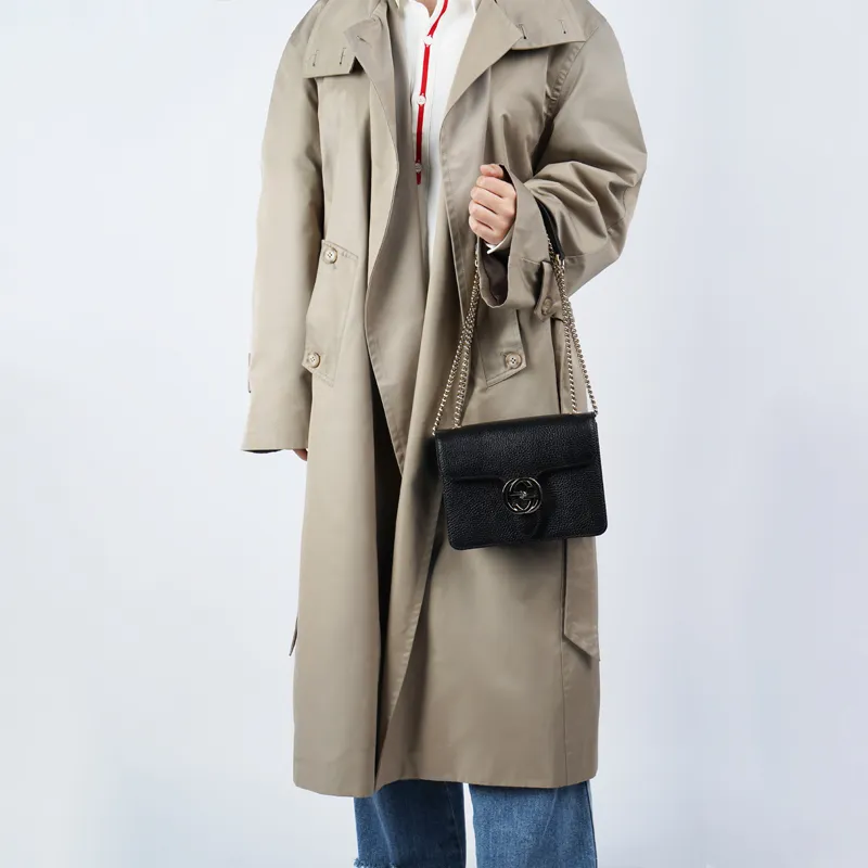 GUCCI Cow Leather Messenger Bag Wind Instrument Bag Shoulder Bag Crossbody Bag Women's Black-8