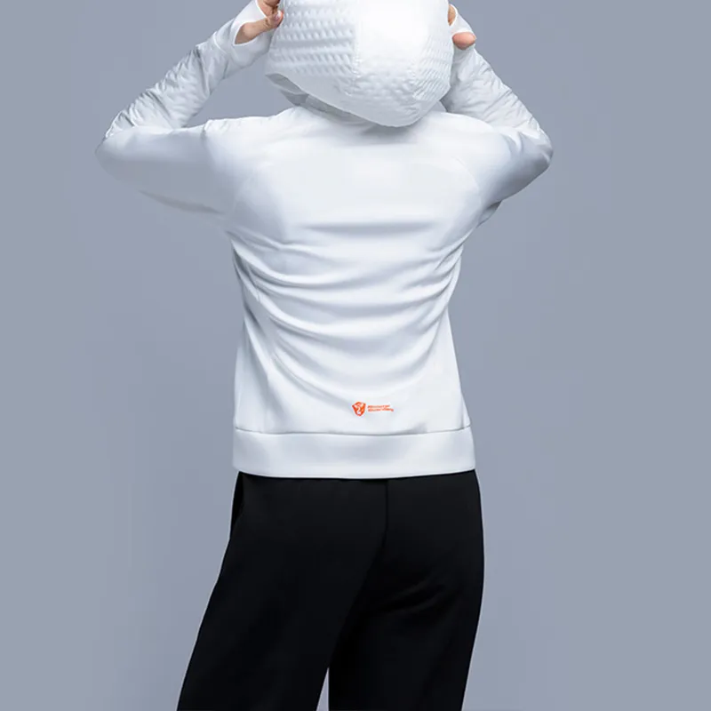 Monster Guardians Letter Solid Color Hooded Puffer Jacket Women's Layer Cloud White-4