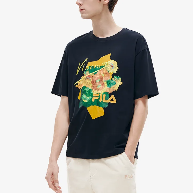 FILA x VAN GOGH MUSEUM Drop Shoulder Sleeve T Shirt Men's Jet Black-2