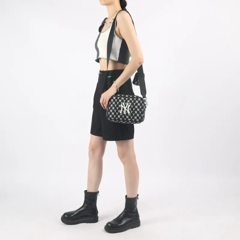 MLB Monogram Collection Polyester Combo Bag Camera Bag Crossbody Bag Shoulder Bag Unisex Black-5